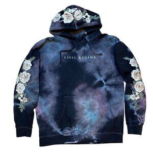 Civil Regime Women's Floral Embroidered Hoodie - Black and Purple
